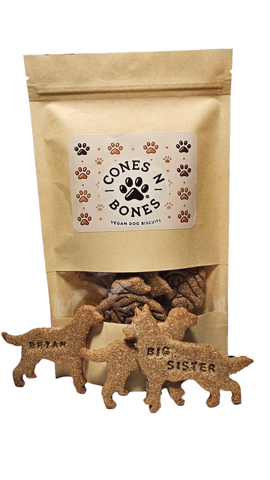 Personalised Dog Shaped Peanut Butter & Banana Biscuits
